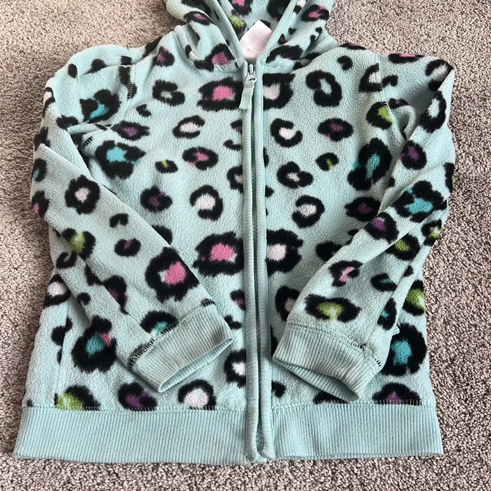 Girls Cheetah Fleece Jacket - 5/6